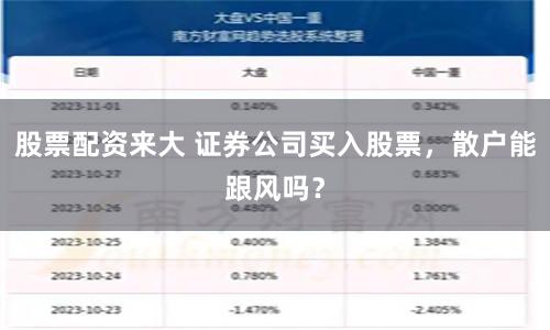 股票配資來大 證券公司買入股票，散戶能跟風嗎？